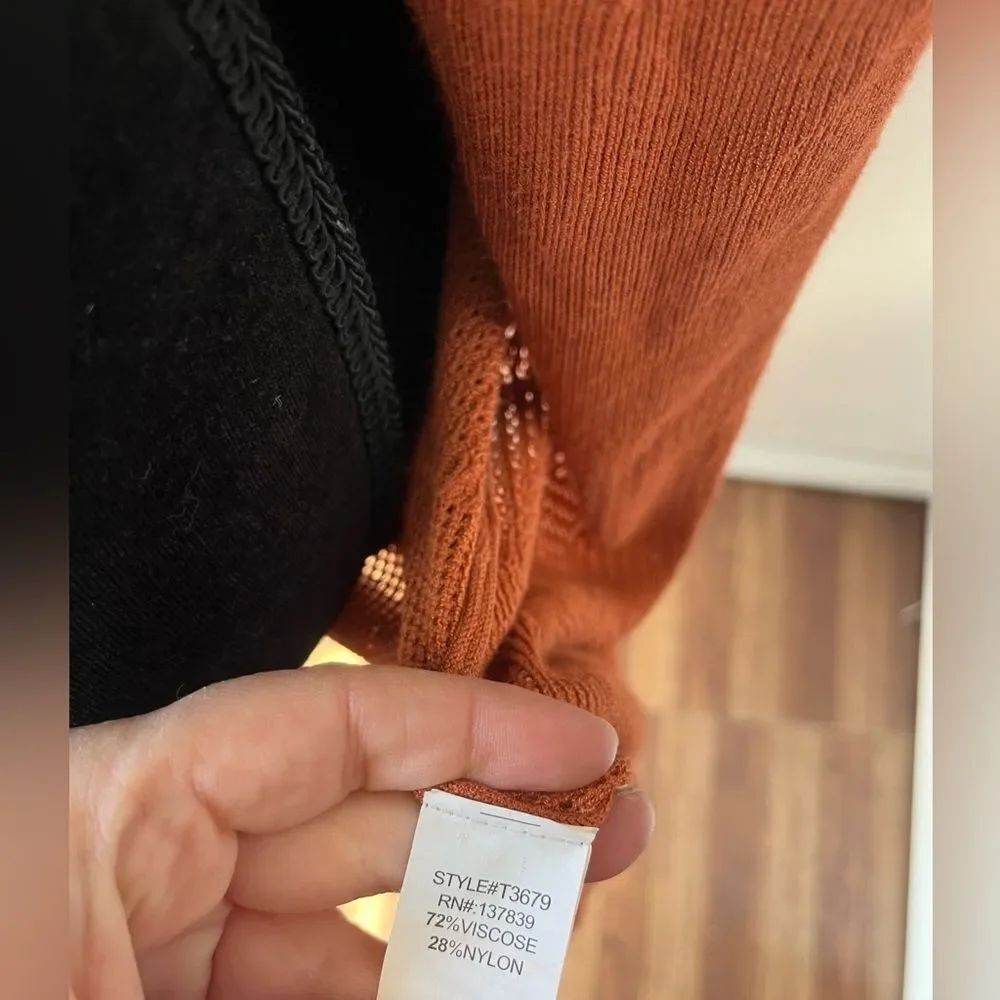Dreamers Maxi Length Knit Crochet Cardigan Burnt Orange Boho Fall Lagenl… - Picture 10 of 11